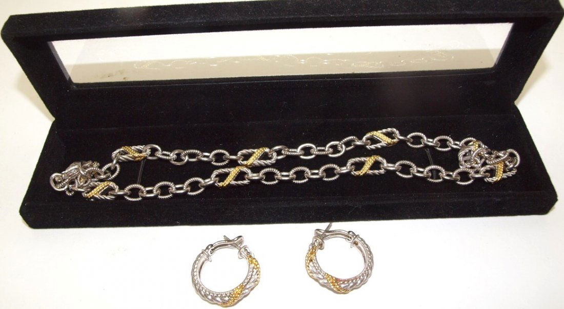 Judith Ripka sterling necklace & earrings, 75g (1 of 1)