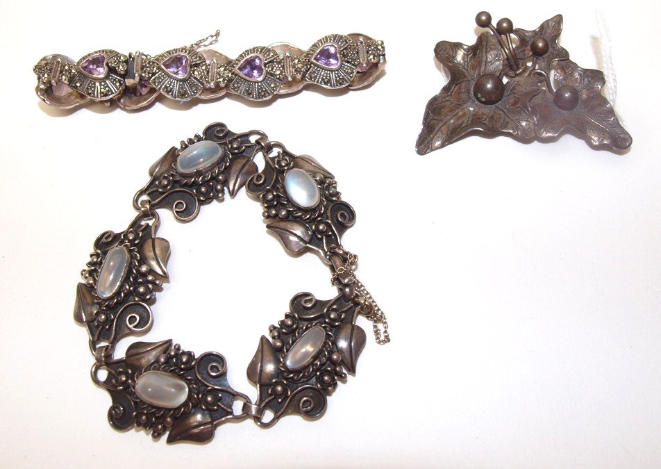 Lot of 2 sterling bracelets-brooch (1 of 1)