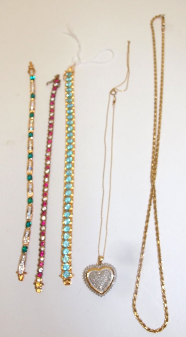 Sterling silver lot of 3 bracelets & 2 necklaces (1 of 1)