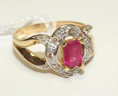 14kt yg pink ruby & diamond ring, size 7. 2.3 DWT (1 of 1)