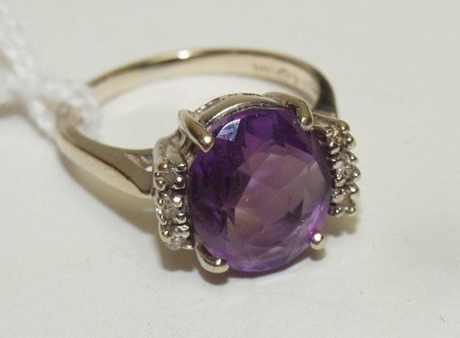 14kt wg amethyst & dimaond ring, size 7.5, 3.4 DWT (1 of 1)