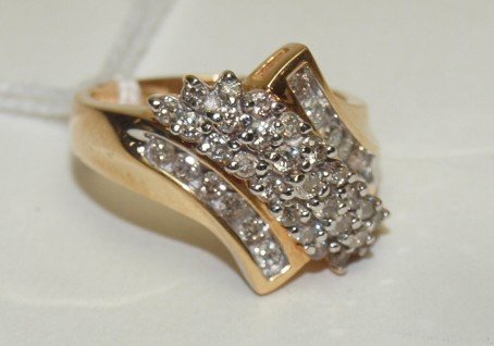 10kt yg diamond dinner ring with 38 diamonds, 3.7 DWT (1 of 1)