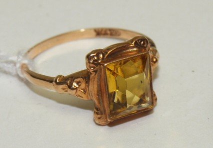 10kt antique Victorian ring with amber stone, size 7, (1 of 1)