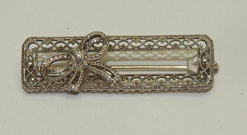 14kt wg antique Victorian filagree bar pin, 1.5 DWT (1 of 1)