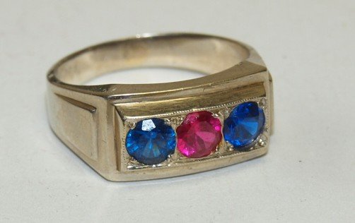 14kt wg gent's ruby & sapphire ring, 7.0g (1 of 1)