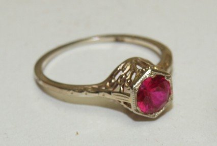 14kt yg antique Victorian filagree ruby ring (1 of 1)