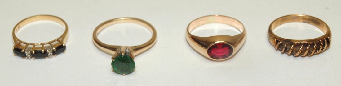 14kt & 10kt lot of 4 ladies rings, 9.9g (1 of 1)