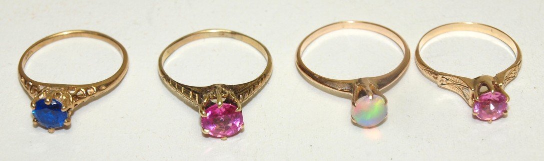 14kt & 10kt lot of 4 ladies rings, 7.9g (1 of 1)