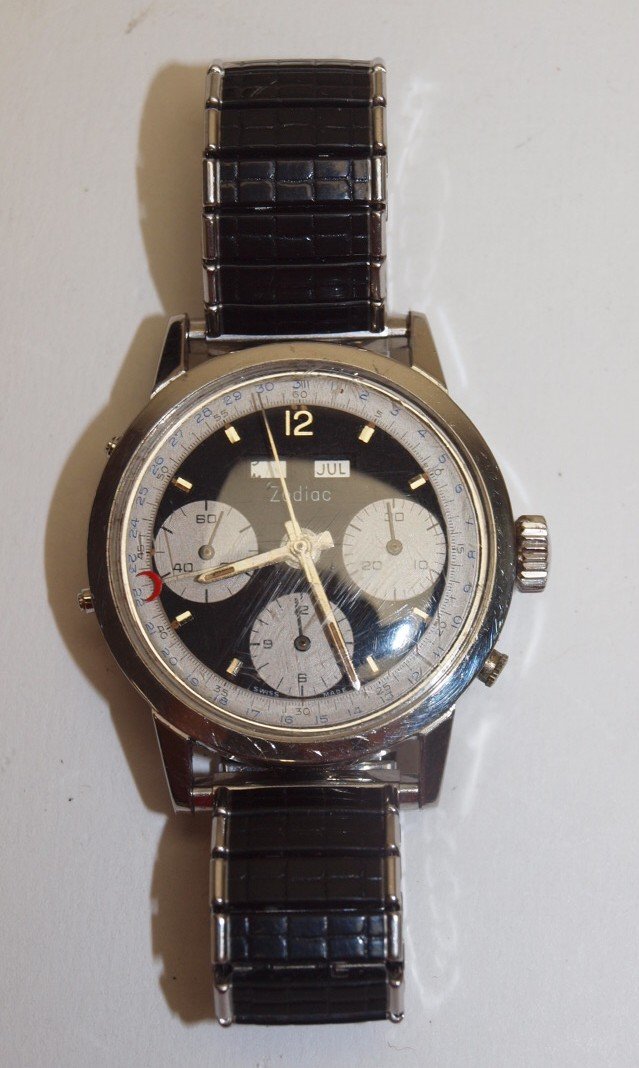 Zodiac Panda Dial Chronograph wrist watch, missing 2 (1 of 1)