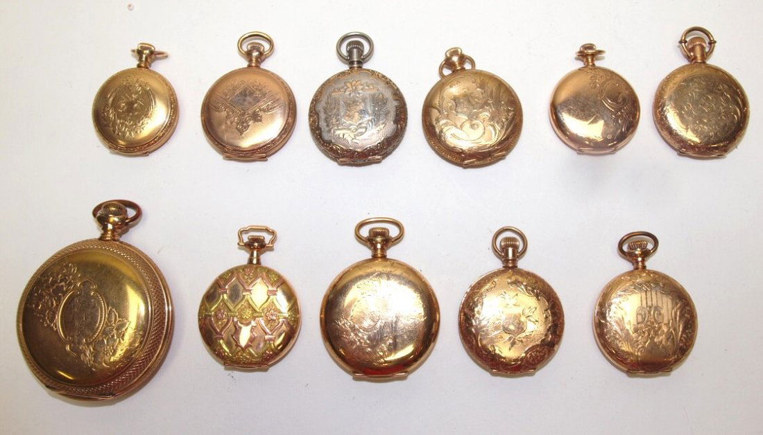 Lot of 10 6s & Os hunters case pocket watches and one (1 of 1)