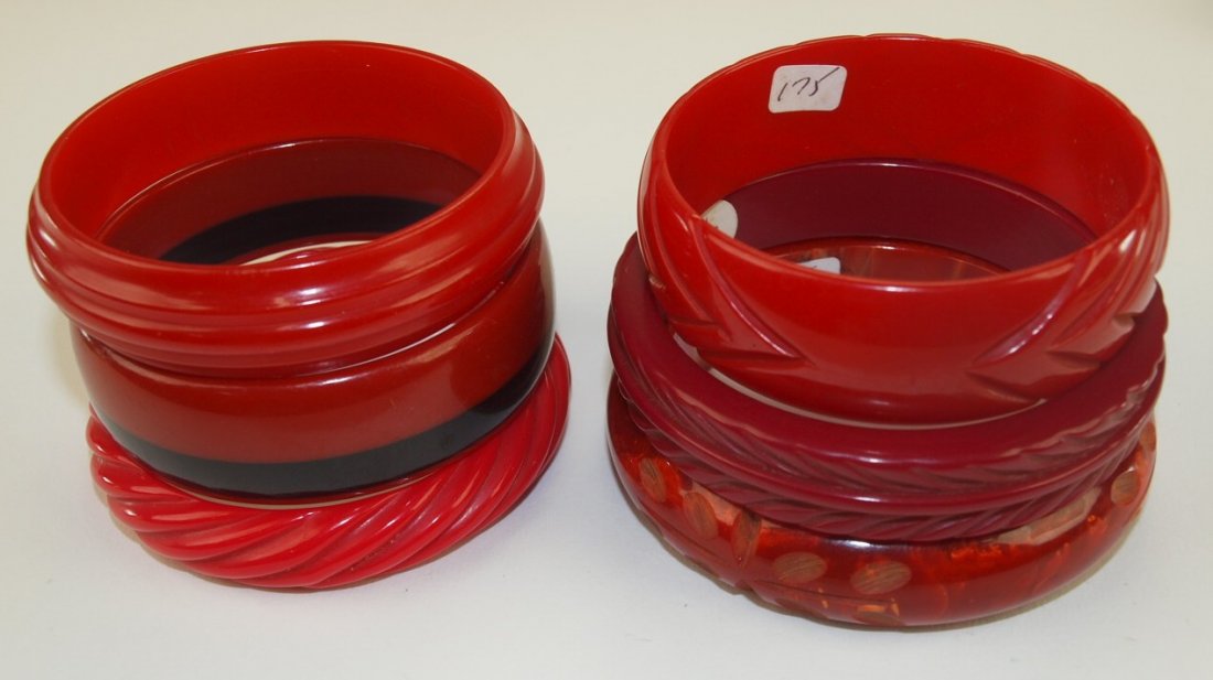 Bakelite lot of 6 red bangle bracelets (1 of 1)