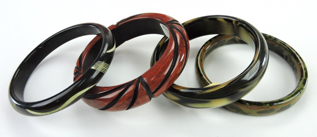 Bakelite lot of 4 multi-color bangle bracelets (1 of 1)