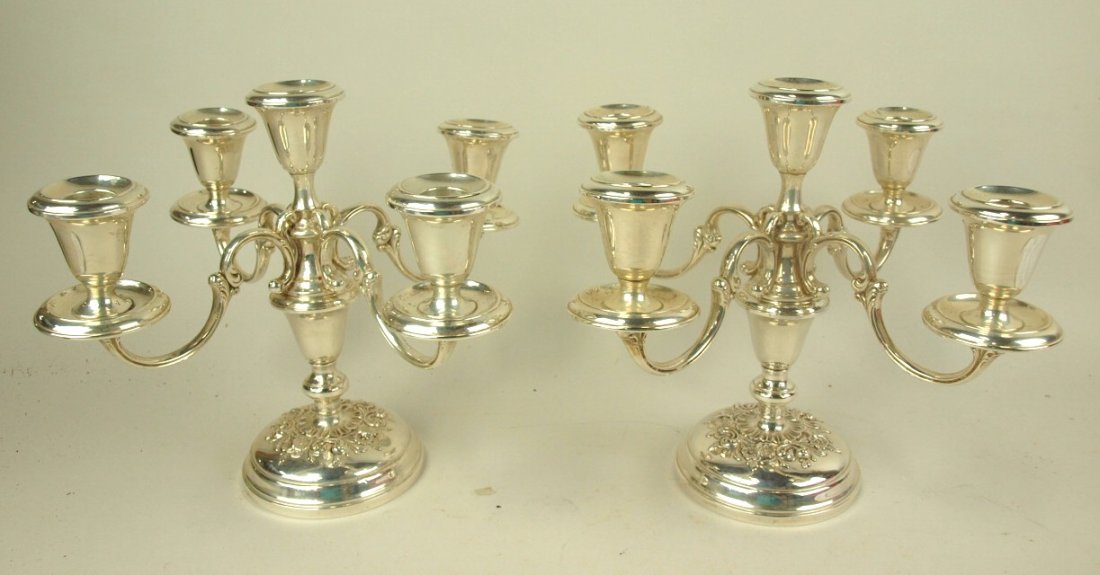 Gorham sterling silver pair of 5 lite candle holders (1 of 1)