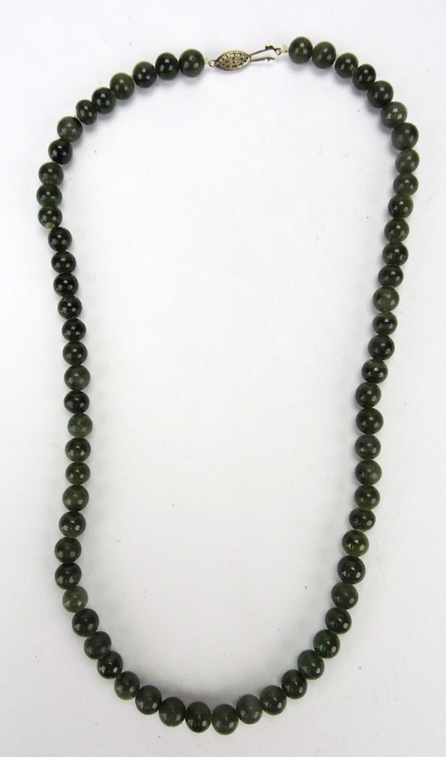 Jade beaded necklace with 14kt gold clasp (1 of 1)