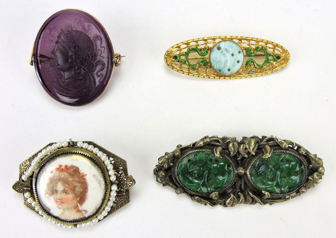 Lot of 4 brooch pins circa 1900- 1920 (1 of 1)