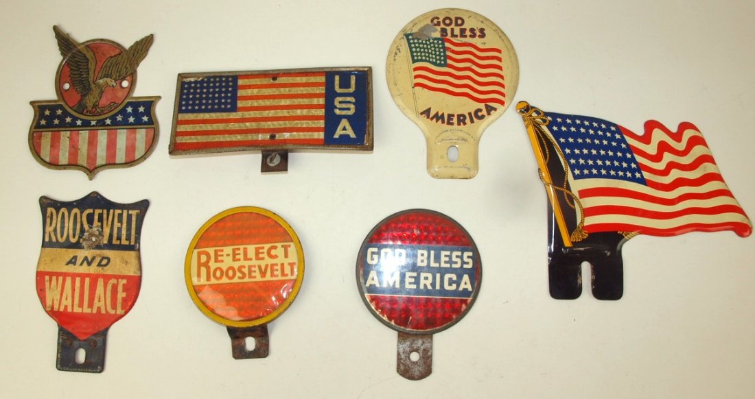 Lot of 7 political & patriotic license plate toppers (1 of 1)