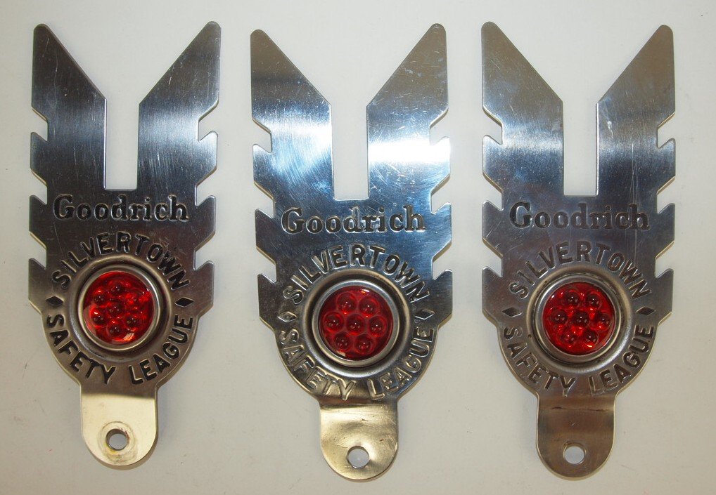Lot of 3 Goodrich Silvertown Safety League license: Lot of 3 Goodrich Silvertown Safety League license plate toppers