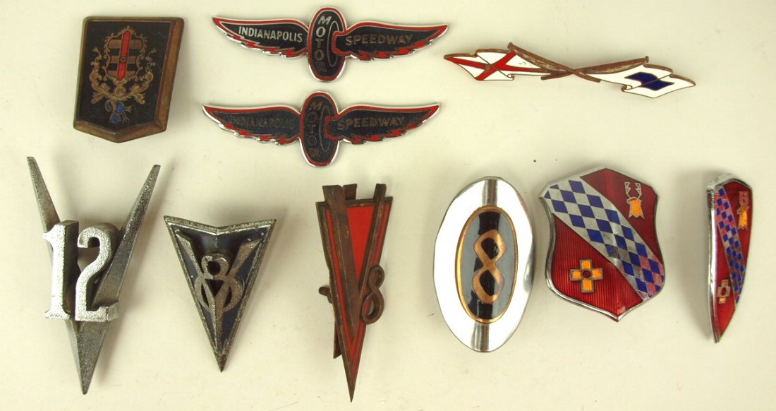 Lot of 10 auto badges & emblems: Indianapolis Motor (1 of 1)