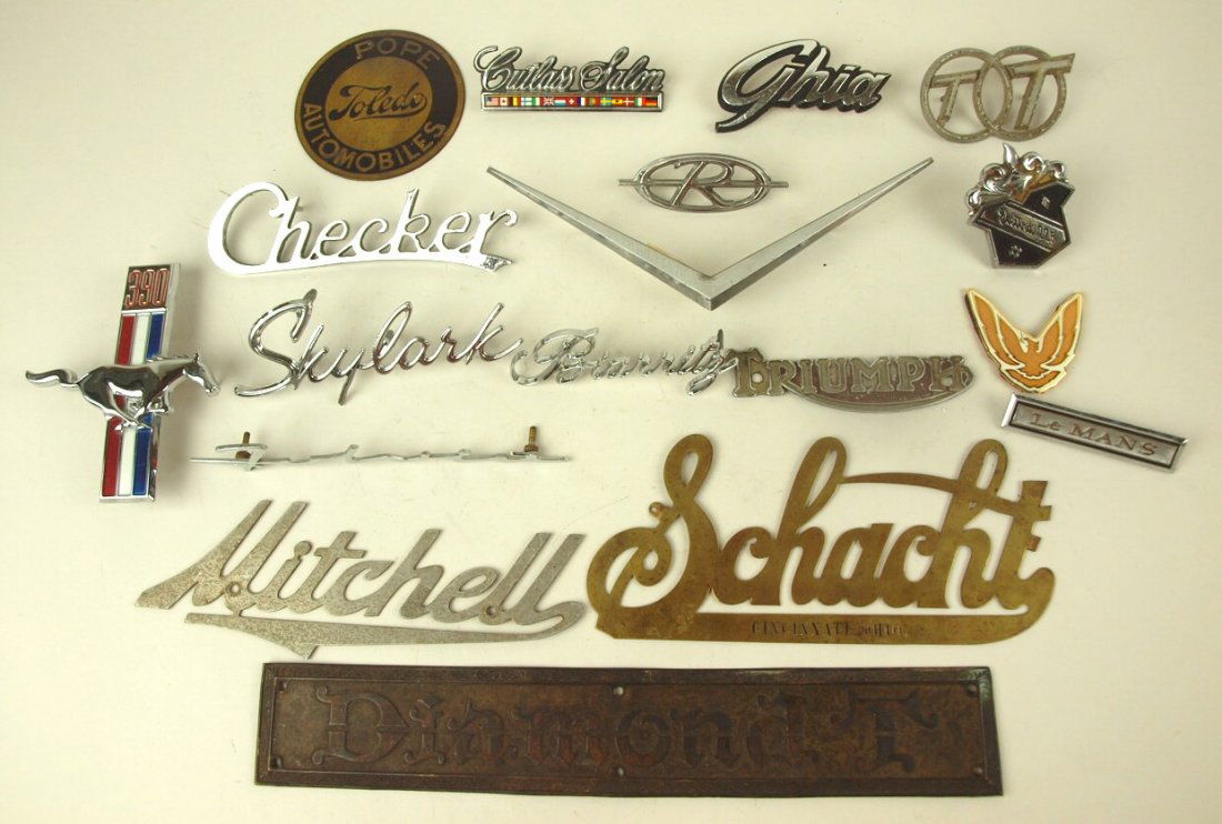 Lot of 17 auto radiator badges & emblems: Ford Pope (1 of 1)