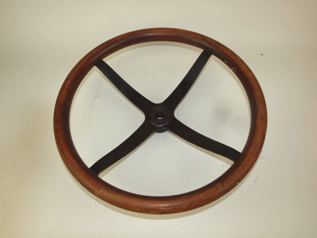 Antique wood steering wheel, 17" (1 of 1)