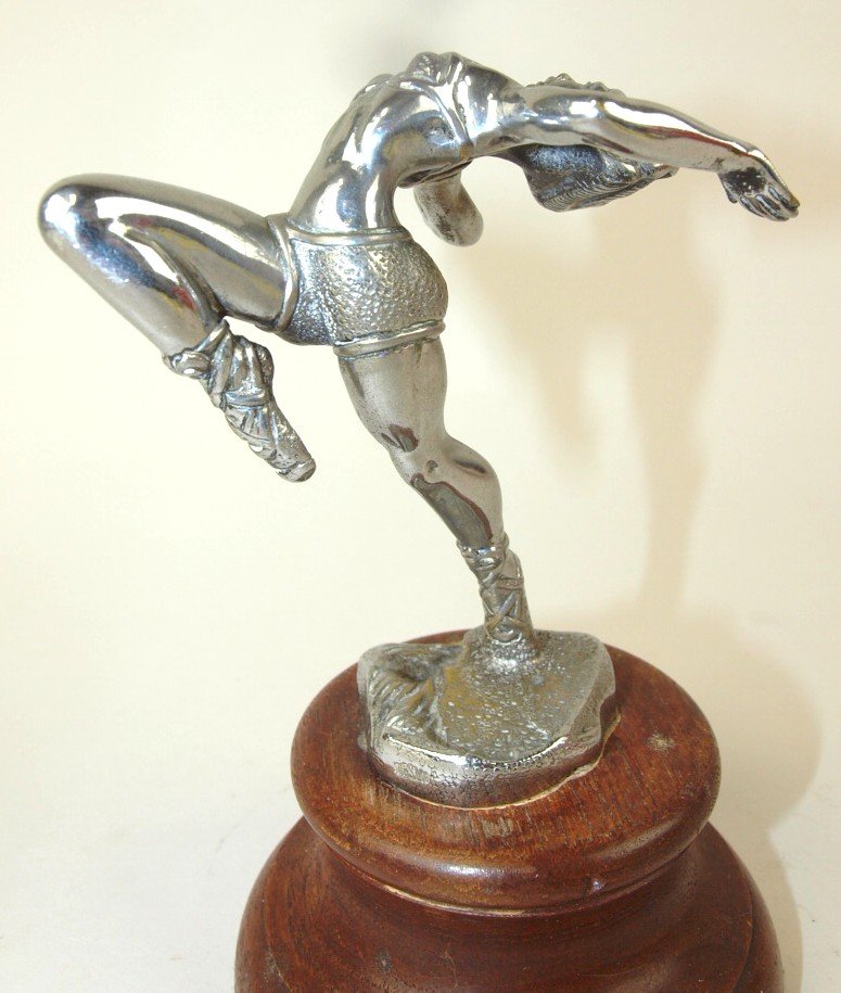 1930 Desmo ballerina hood ornament, signed, 4 1/2" (1 of 2)