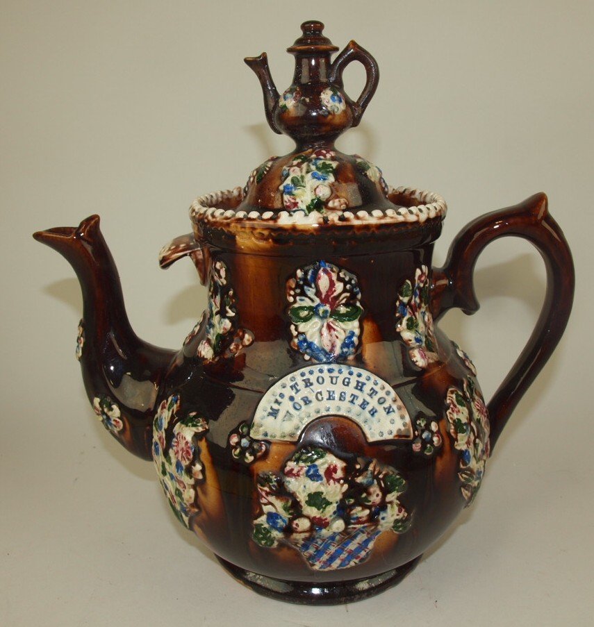 Measham Bargeware large coffee pot "Mrs Troughton, (1 of 3)