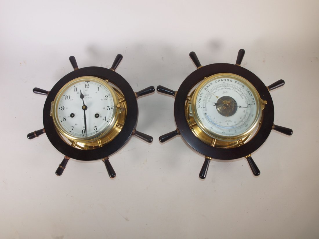 Schatz ships wheel barometer and clock, 13" (1 of 1)