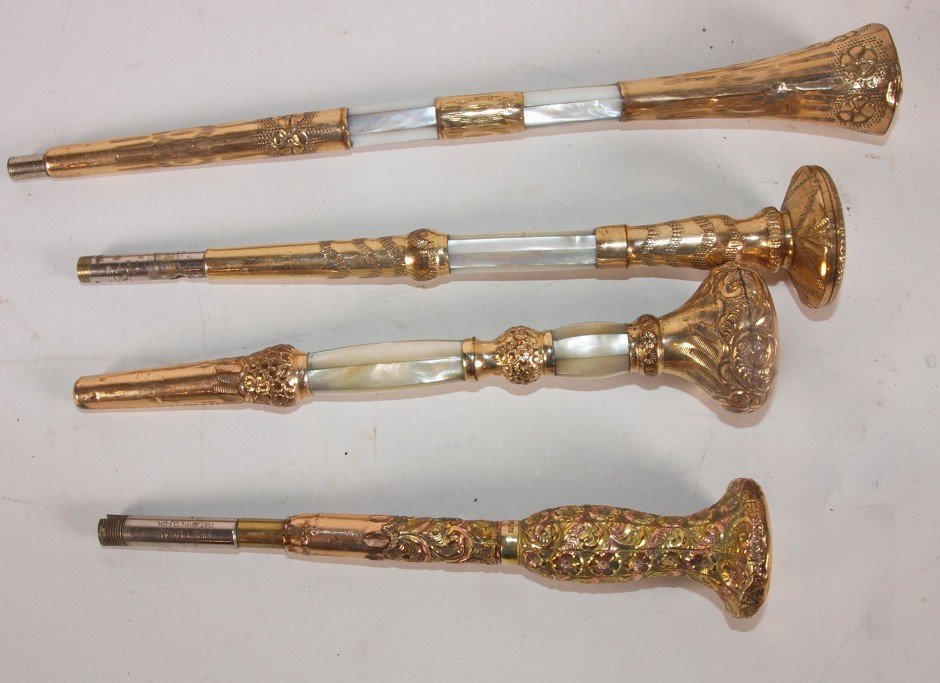 Lot of 4 gold and MOP umbrella handles (1 of 1)