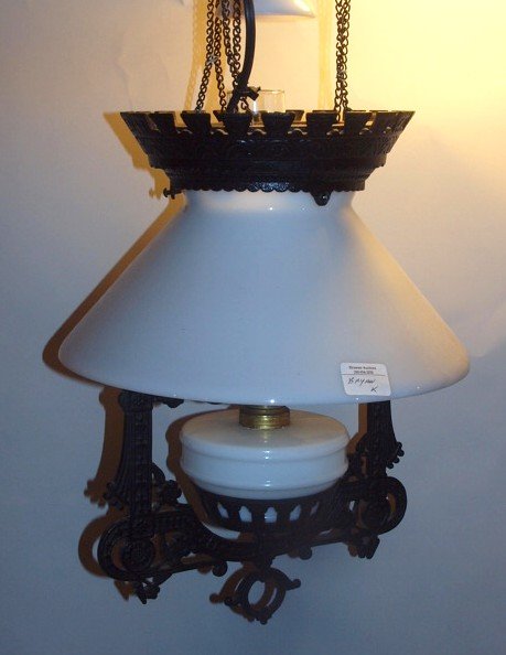 Cast iron pull down hanging kitchen lamp with smoke (1 of 2)