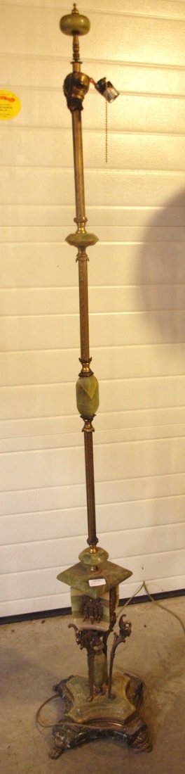 Brass and alabaster floor lamp: Brass and alabaster floor lamp