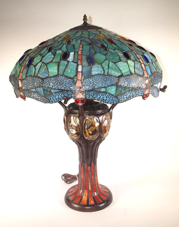 Tiffany style contemporary table lamp with turtle back (1 of 3)
