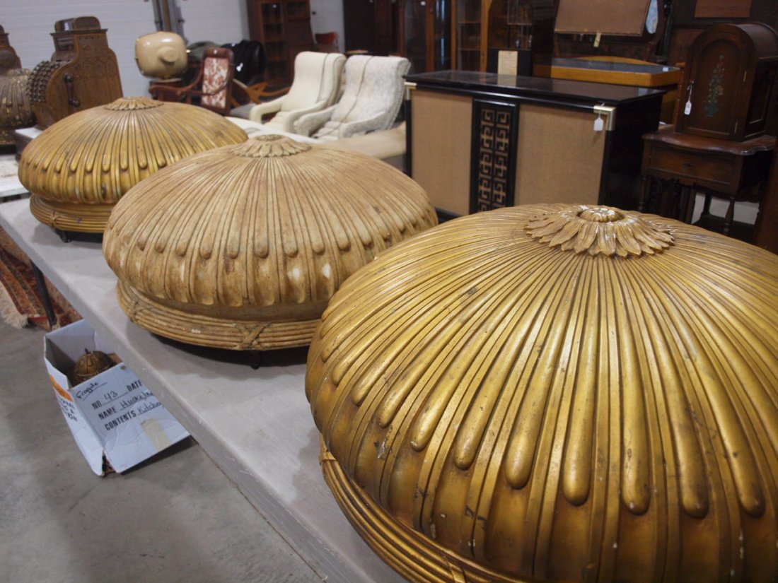 Set of 4 gold gilded ceiling fixtures from old movie (1 of 6)