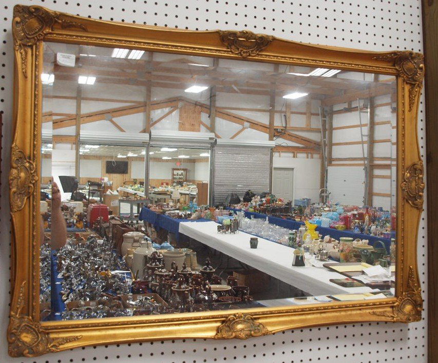 Gilt frame beveled wall mirror, 40" x 28" (1 of 1)