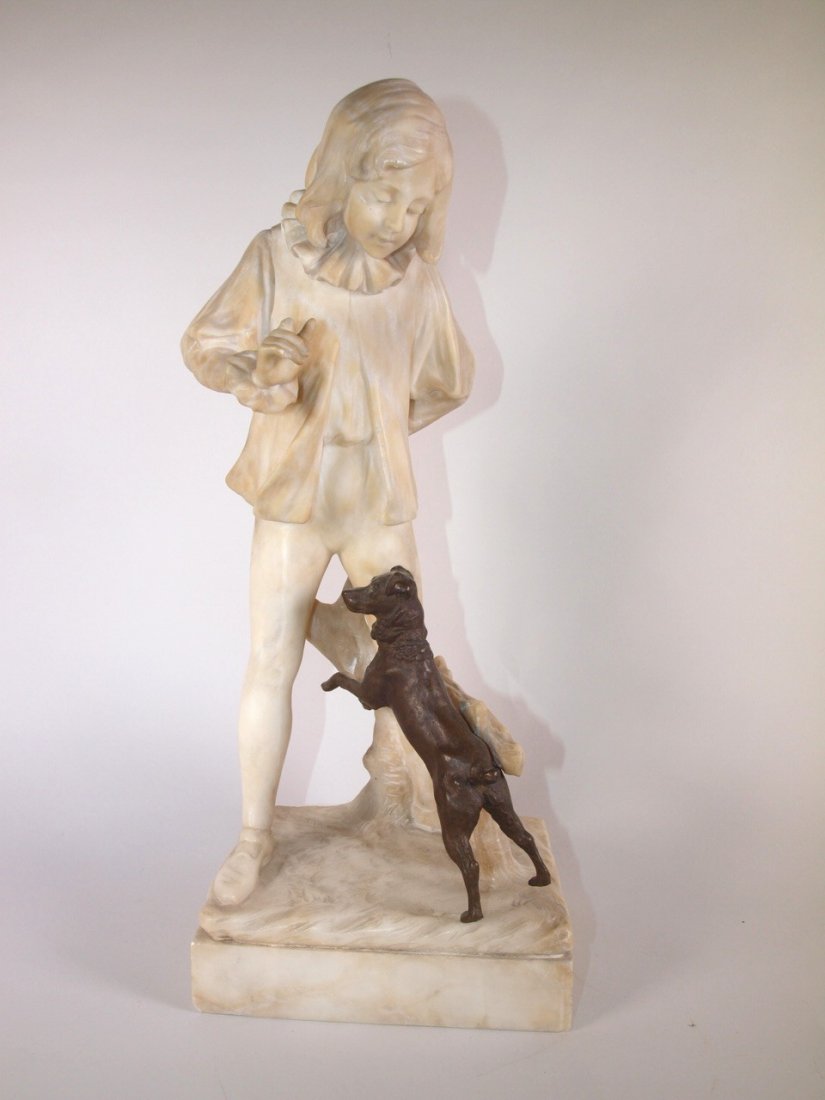 Marble statue fo boy (missing 2 fingers) with bronze (1 of 1)