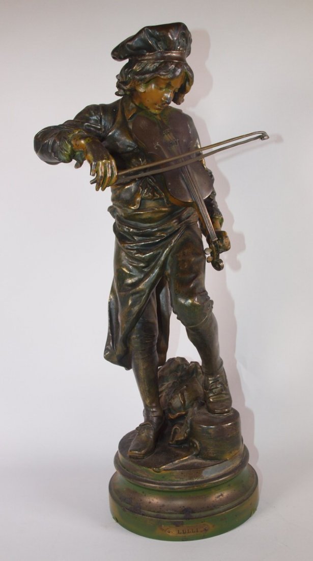Spelter figure of boy playing violin, "Lulli", 20" (1 of 1)