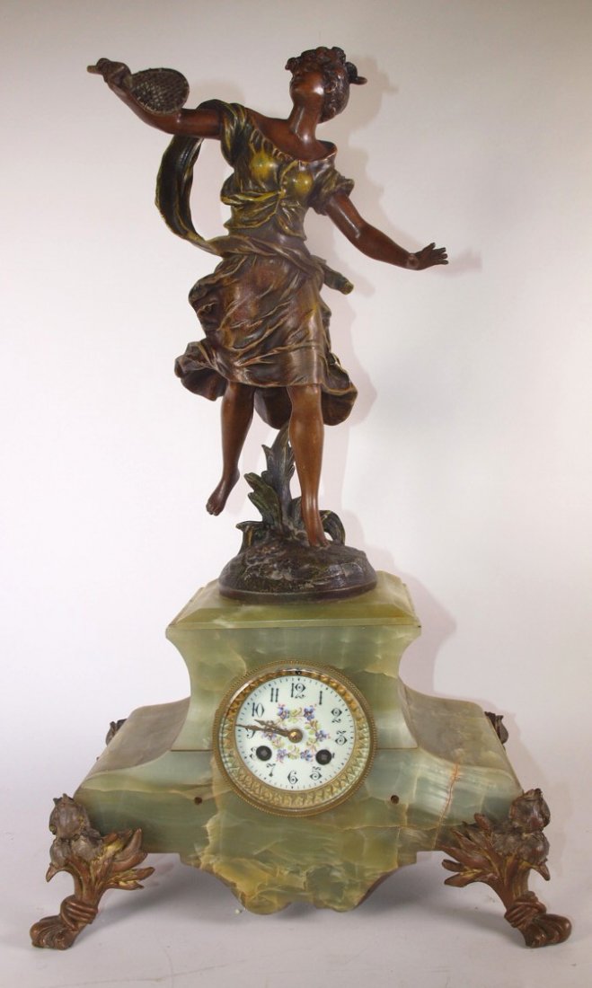French statue and marble clock, some pieces missing (1 of 1)