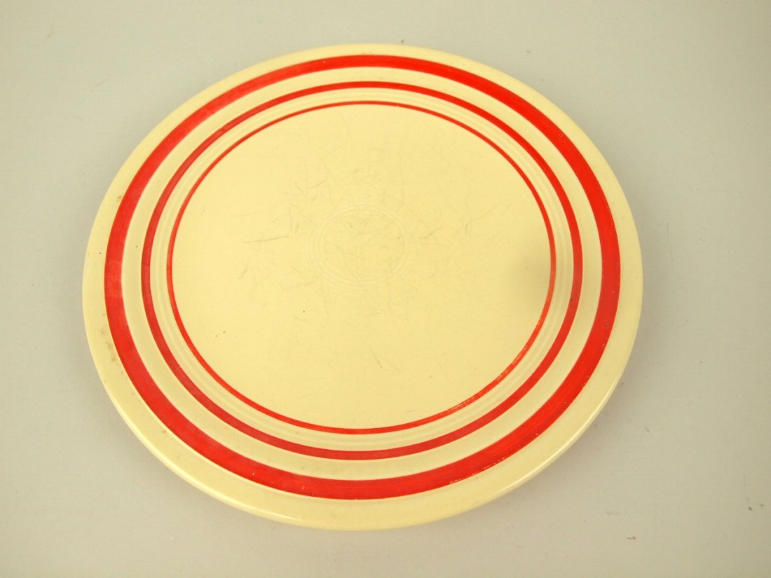 Fiesta 9" plate, ivory with red stripe, minor wear (1 of 1)