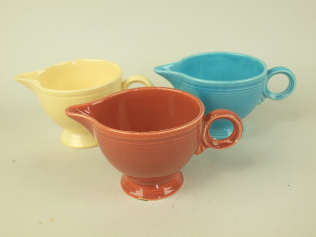 Fiesta individual cream & sugar: rose, ivory, &: Fiesta individual cream & sugar: rose, ivory, & turquoise