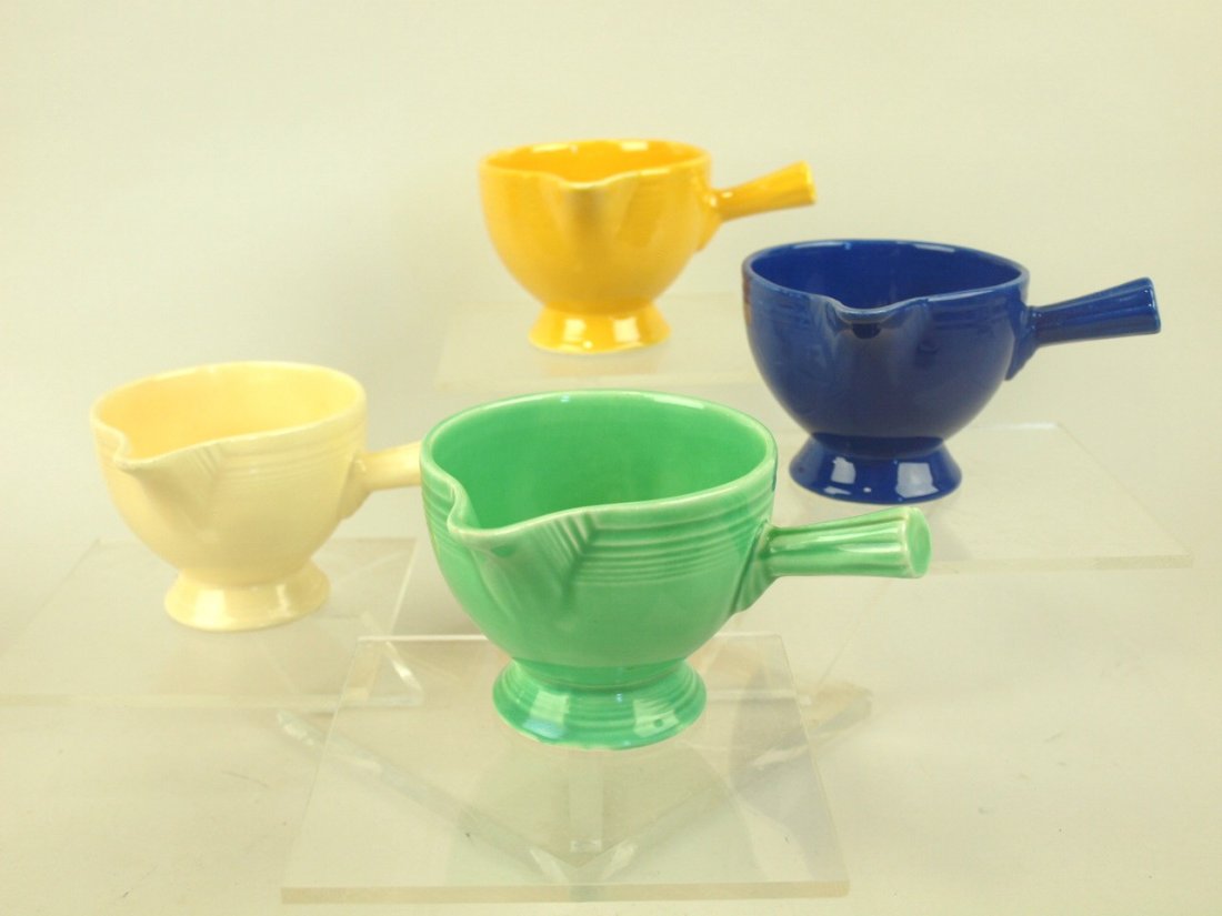 Fiesta stick handle creamers: cobalt, ivory, green, &: Fiesta stick handle creamers: cobalt, ivory, green, & yellow