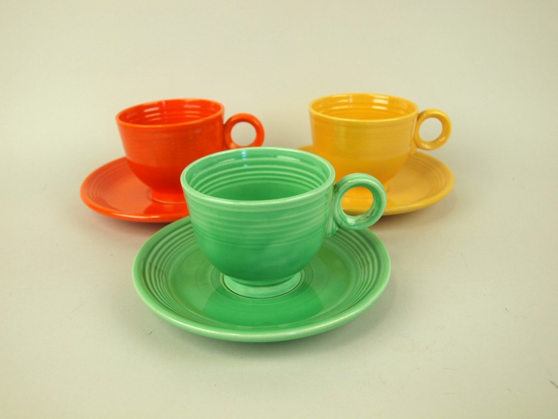 Fiesta flat bottom cup & saucer: red, yellow, & green (1 of 1)