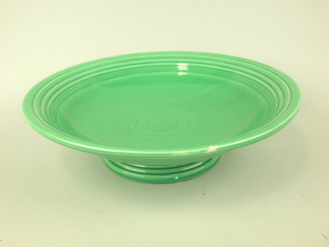 Fiesta 12" compote, green, glaze skips to rim (1 of 1)