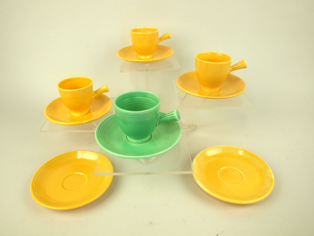 Fiesta demitasse cup & saucer: 3 yellow, 1 green, and 2 (1 of 1)