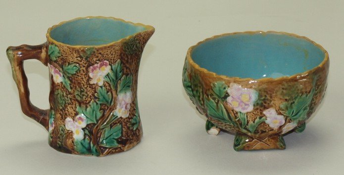 George Jones majolica rustic cream (handle repair) and (1 of 1)