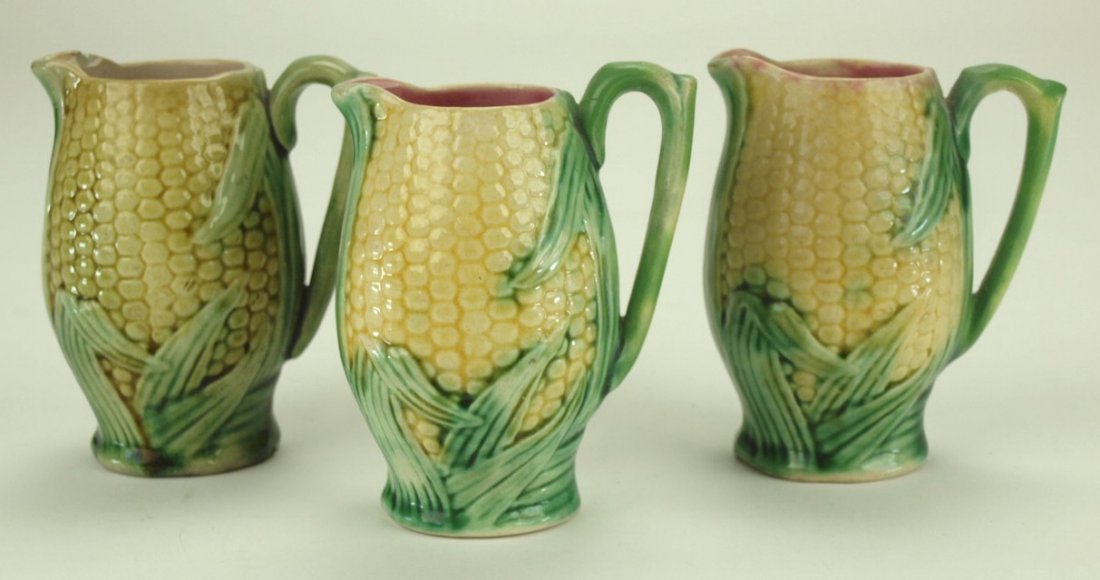 Etruscan majolica lot of 3 corn creamers, 3 1/4", (1 of 1)