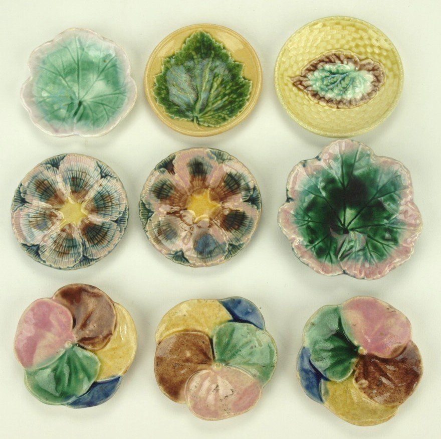 Etruscan majolica lot of 9 butter pats (1 of 1)