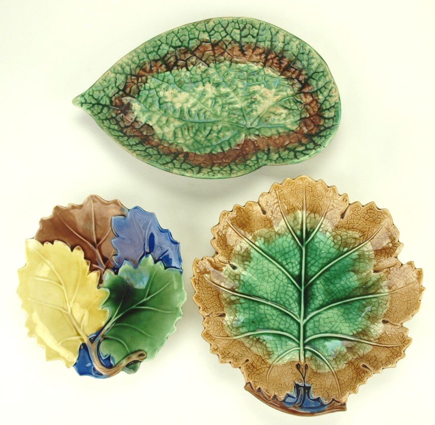 Etruscan majolica lot of 3 leaf trays (1 of 1)