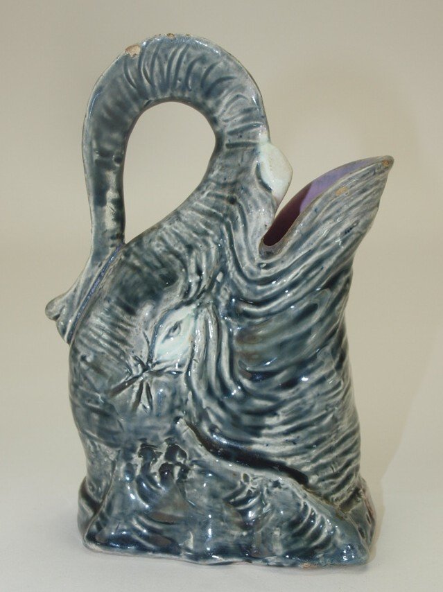 Majolica rare "Jumbo" elephant figural pitcher, 6 1/2", (1 of 1)