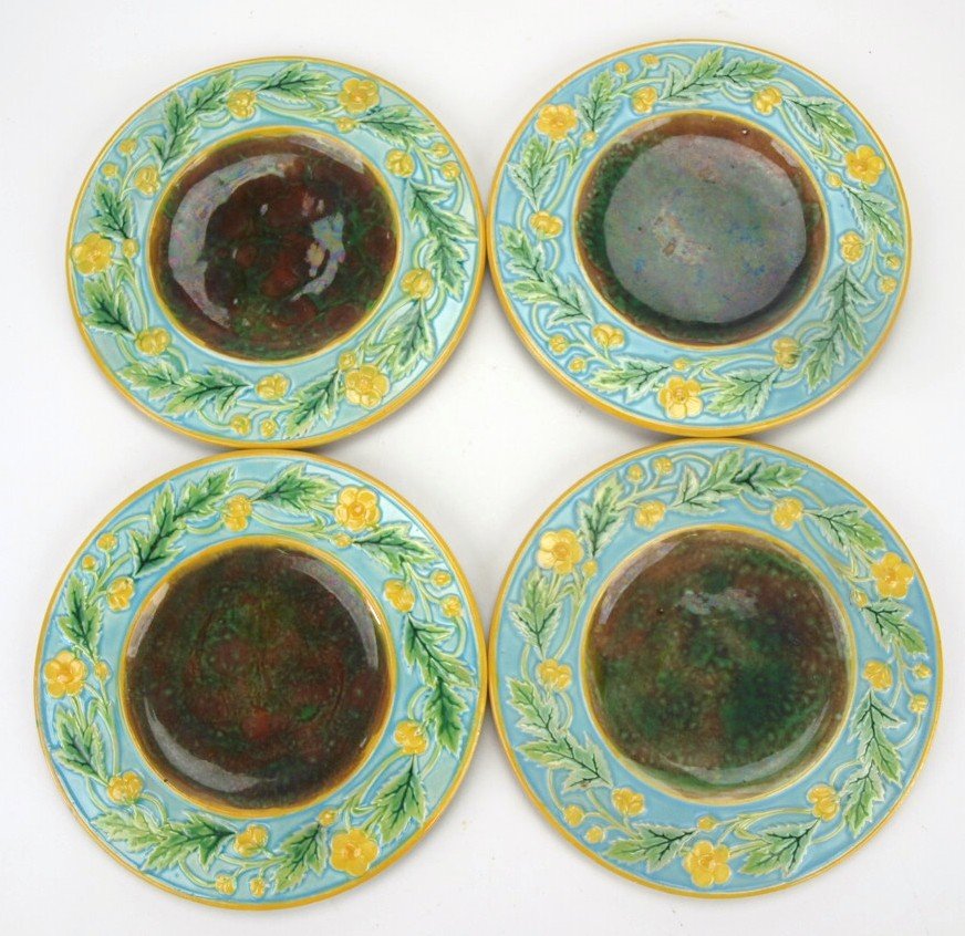 George Jones majolica set of 4-5 1/4" plates with (1 of 1)