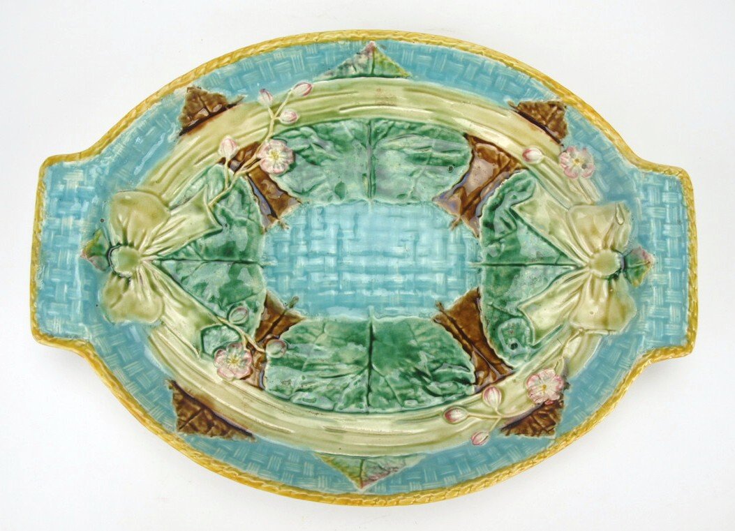 Fielding majolica ribbon and bow platter, 13" (1 of 1)