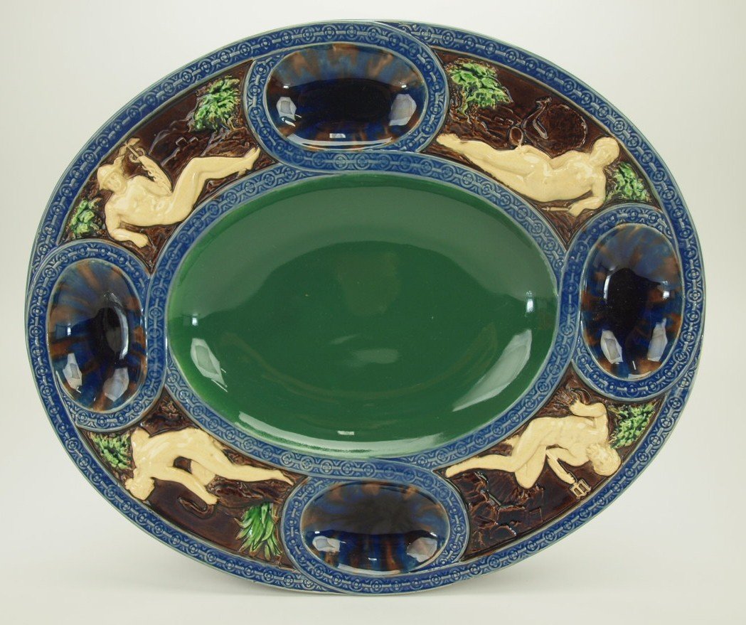 Minton majolica oval Palissy style platter , 15", (1 of 1)